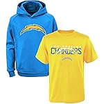 Outerstuff NFL Youth 8-20 Polyester Performance Primary Logo Hoodie & T-Shirt 2 Pack Set (14-16, Los Angeles Chargers)