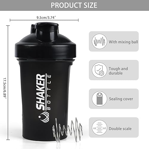 Miniatura 9 de XTKS Botella mezcladora de proteínas de 24 onzas, a prueba de fugas, vaso agitador de gimnasio con asa y bola mezcladora, mezcla bebidas sin