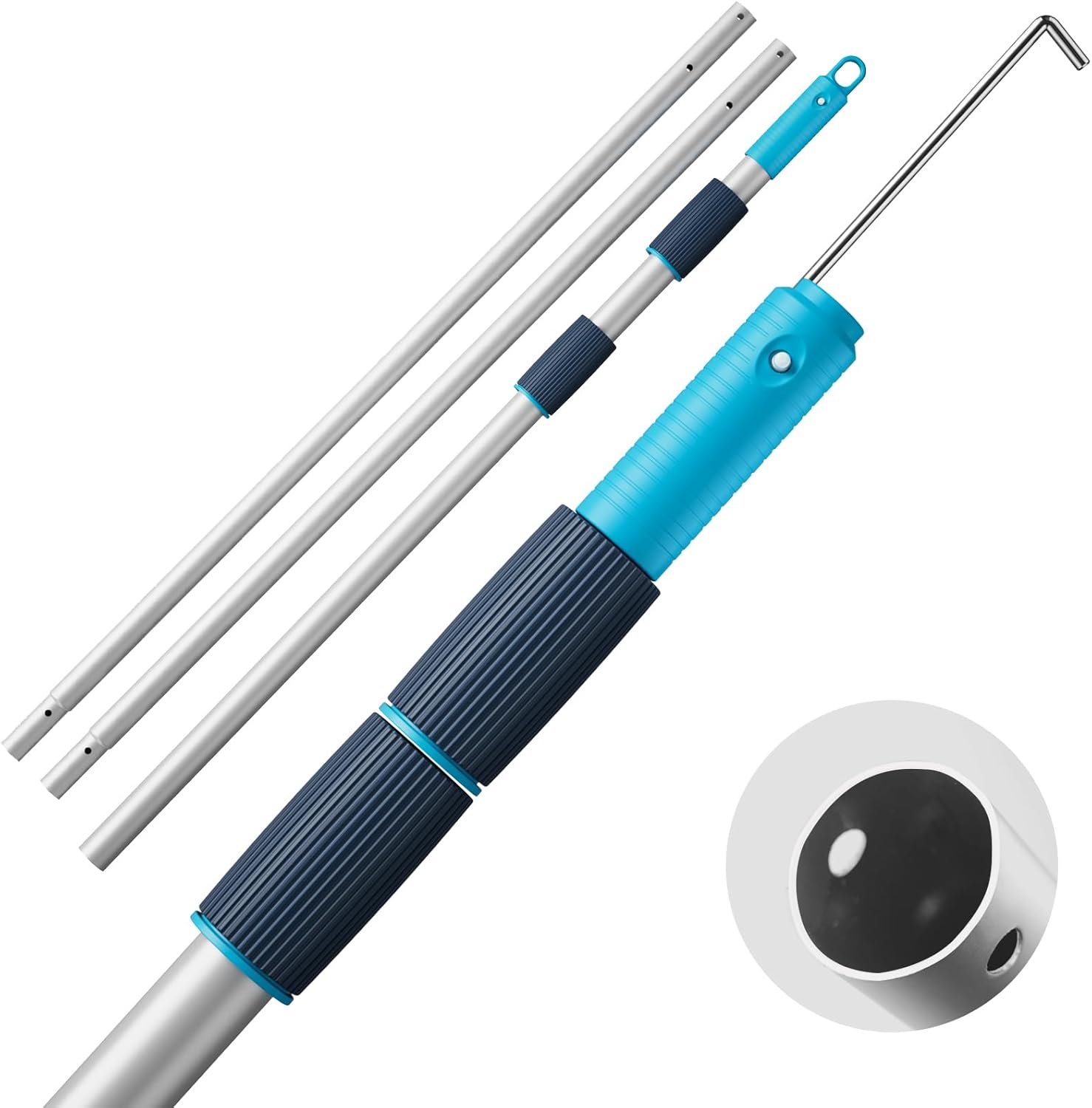 15 FT Heavy Duty Pool Pole, Prime Telescopic Aluminum Standard Pole with Extendable Stick Joint for Swimming Pool Cleaning Tools Connect with Pool Net Skimmers, Brushes, Vacuum Heads
