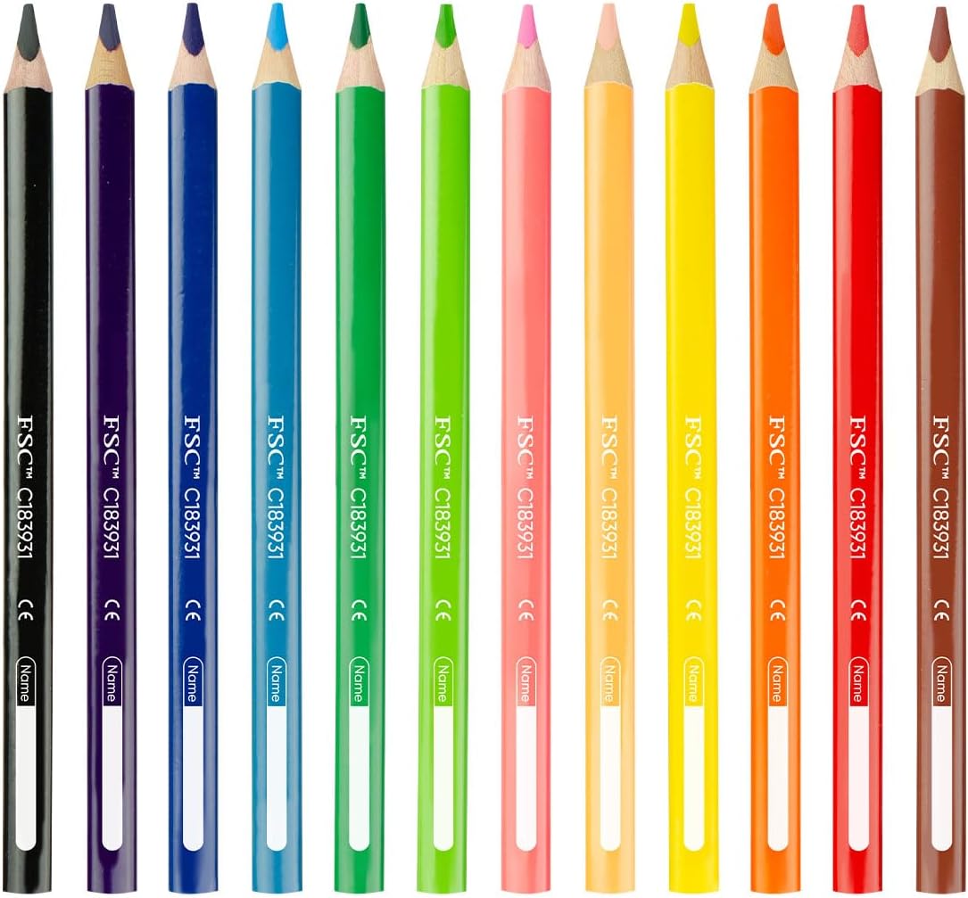 Kores Kolores Jumbo Coloured Pencils, Thick, Triangular (Box of 12 Colours)