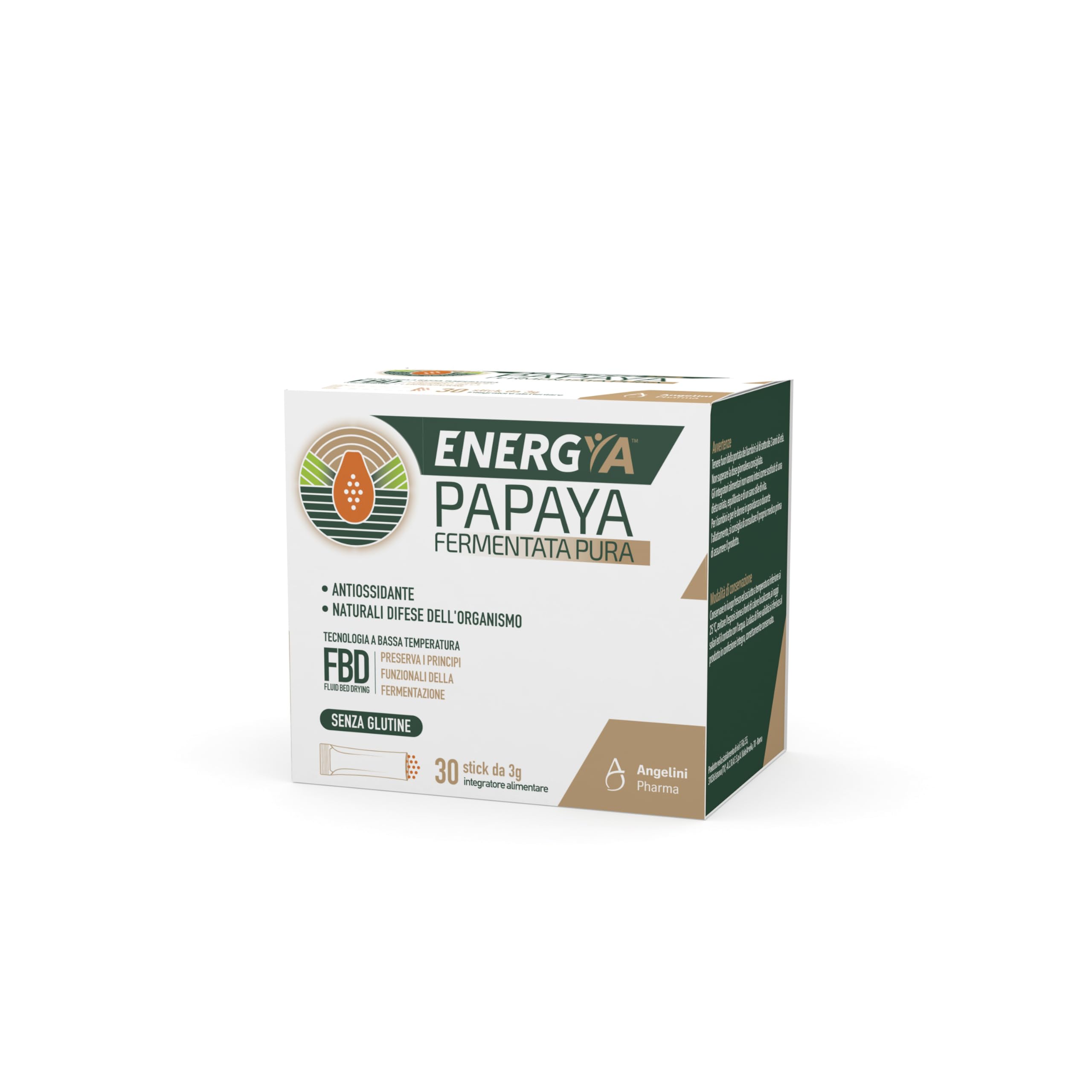 Papaya Fermentata Pura, Integratore Alimentare per le Naturali Difese dell’Organismo, Contribuisce a Ridurre la Stanchezza e ha Azione Antiossidante, Confezione da 30 Stick da 3g Orosolubili