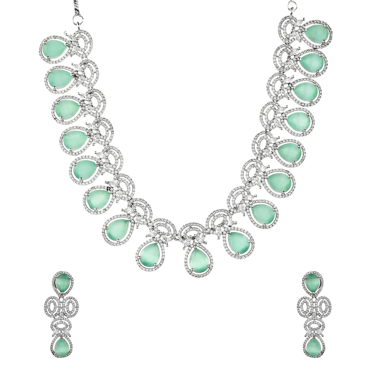 Sparkling Elegance Green Zircons Jewellery Set, Gift for Her