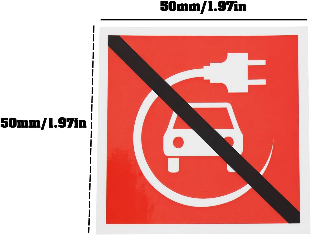 ECSiNG 10Pcs Car Charging Warning Sign No Electric Vehicle Charging Gloss Sticker Waterproof PVC Self Adhesive Sticker, 50x50mm