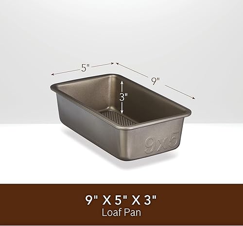 Miniatura 6 de Goodcook Acero aluminizado, antiadherente con revestimiento de diamante, utensilios para hornear texturizados, sartén para pan, peltre champán