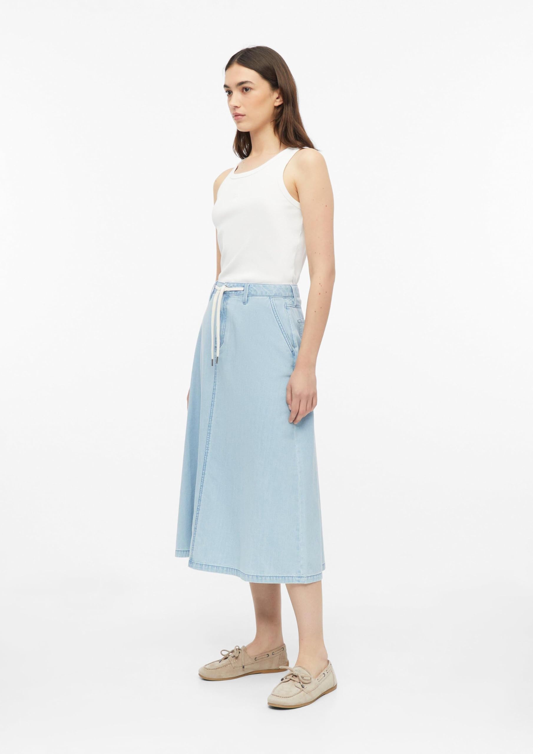 s.Oliver Damen Midi-Denimrock – High Rise, Regular Fit, Baumwoll-Denim, A-Linie – Für Urlaub