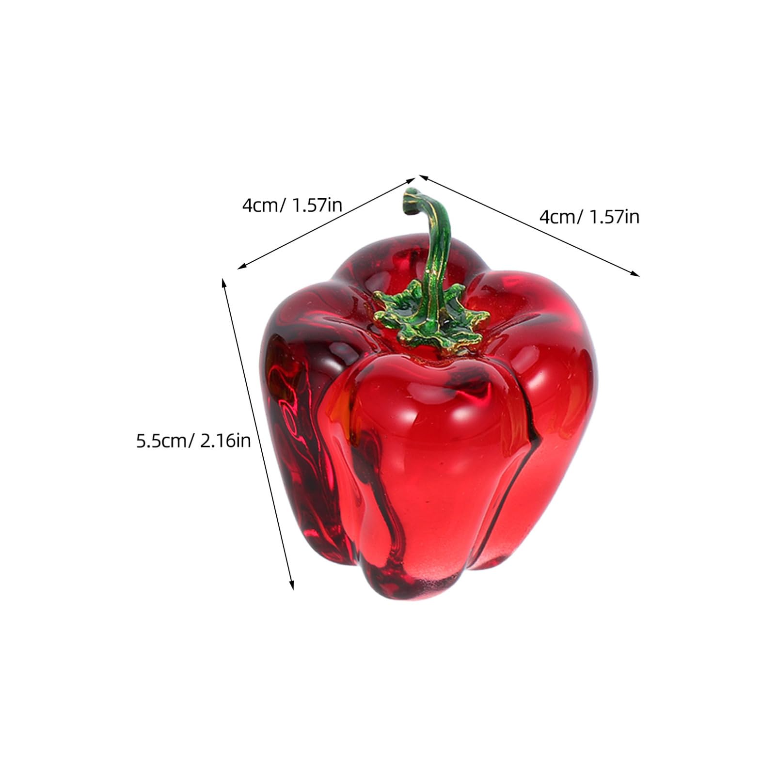 OSOLADY 3pcs Realistic Crystal Chili Figurines Decorative Faux Vegetables for Kitchen and Tabletop Decor Vibrant Bell