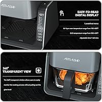 Vista 4 de Astralship Freidora de aire de vidrio, combo de freidora de aire 2 en 1 y parrilla, sin teflón no tóxico (sin olor a plástico), cocción visible