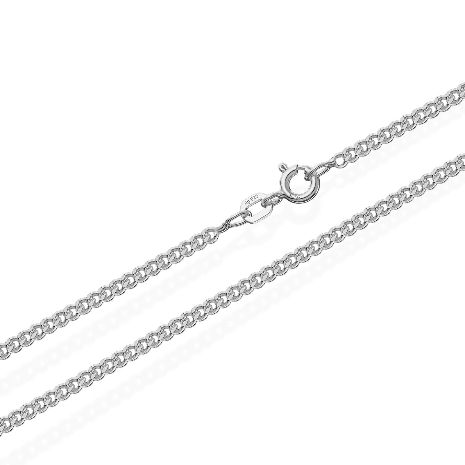 NKlaus Cadena de plata de ley 925 – Cadena de plata de ley para hombre y mujer – Cadena diamantada – 1,7 mm de ancho