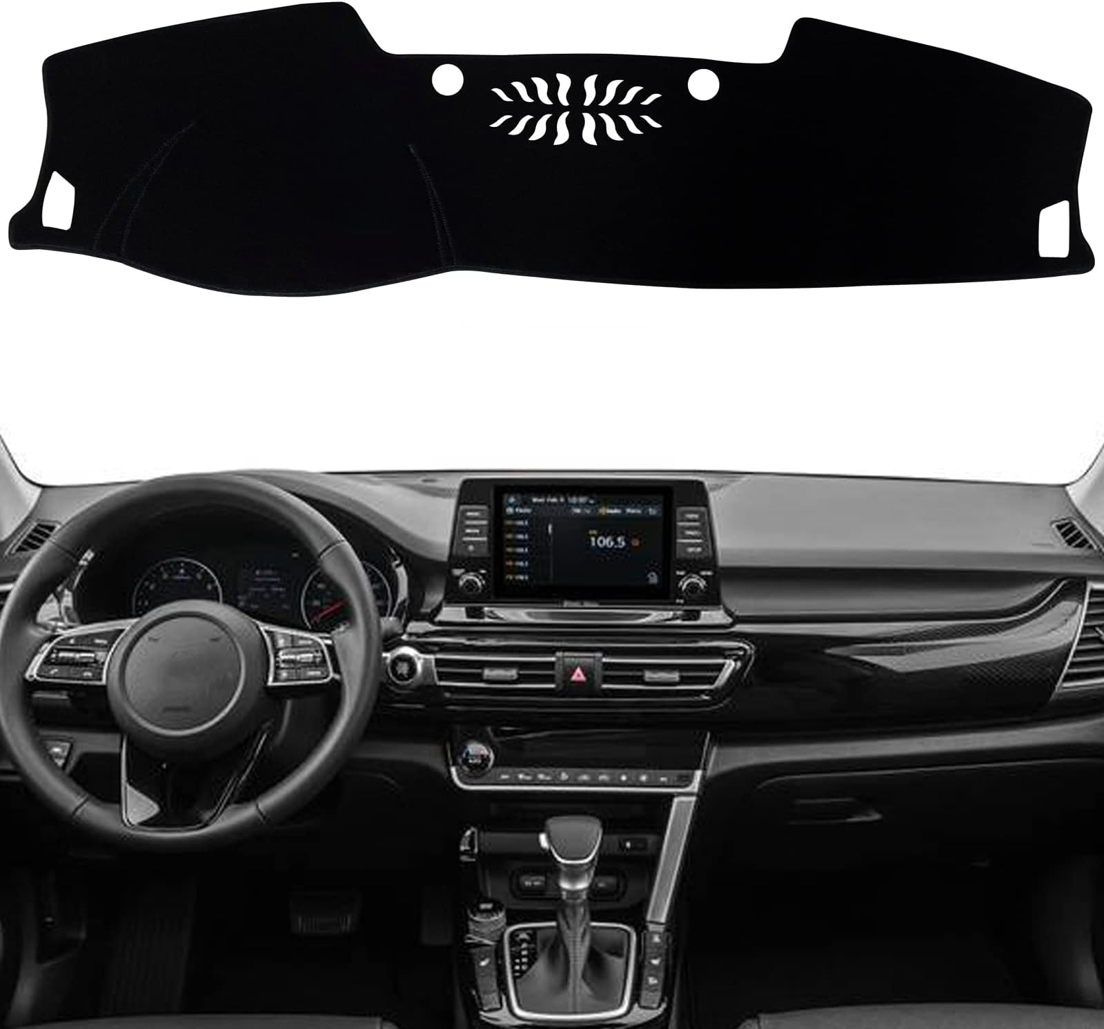 Dash Mat Cover Custom Interior Center Console Compatible with Kia Seltos SUV 2021 2022 2023 Dashboard mat Covers Accessories (Black Trim)