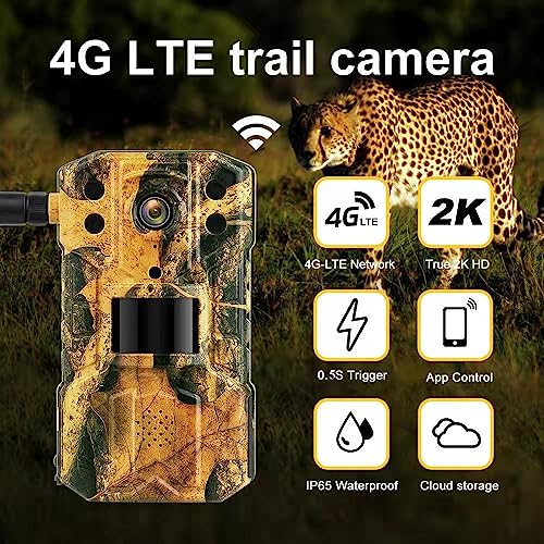 Image of 4G Trail Camera - High Resolution 2K Video, 14MP Images, No Glow Night Vision,Waterproof, Remote APP Access for Wildlife Monitoring, Home Security, Farm Outdoor Surveillance Wireless CCTV