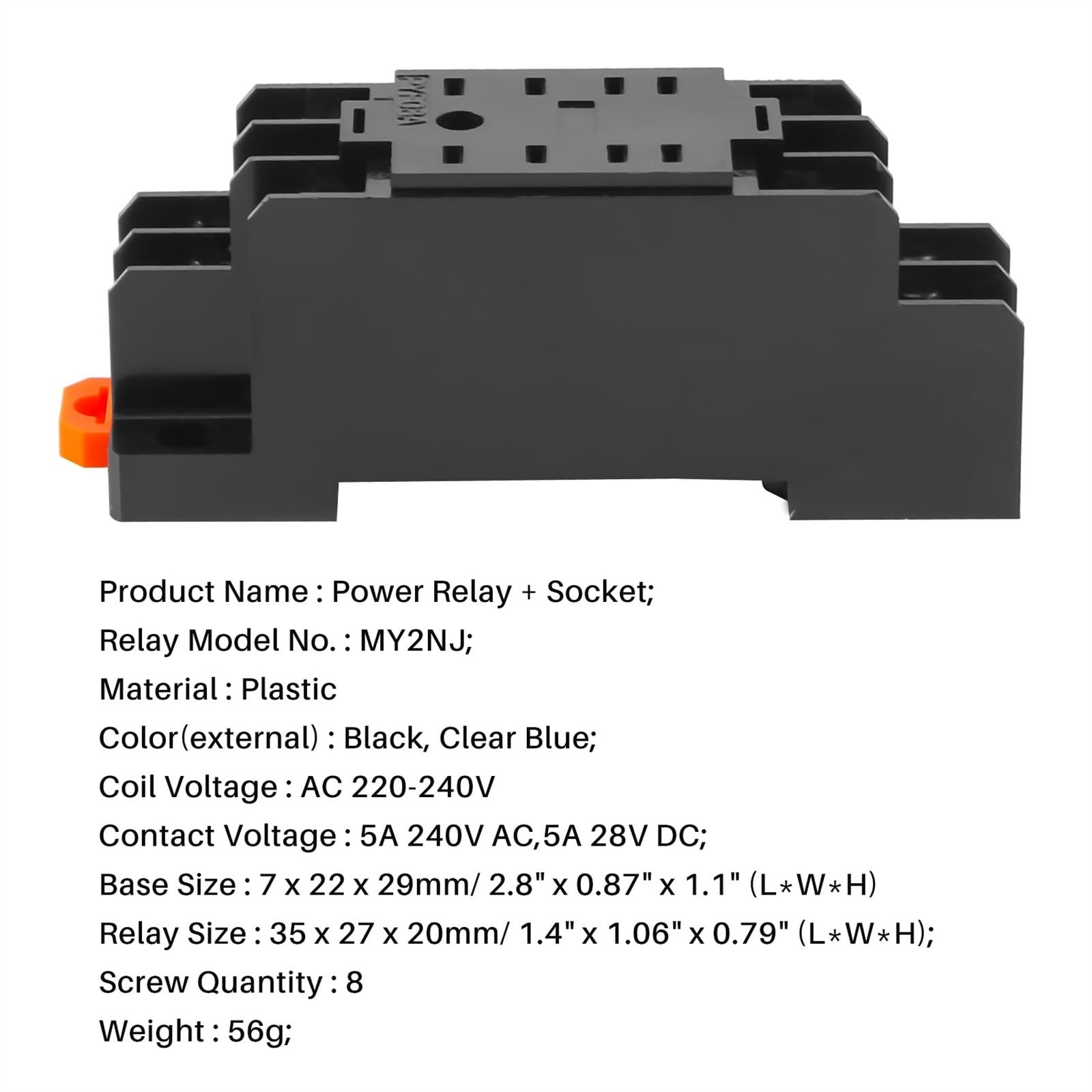 Relé de potencia DPDT de bobina de CA de 220/240 V MY2NJ de 8 pines con base de enchufe