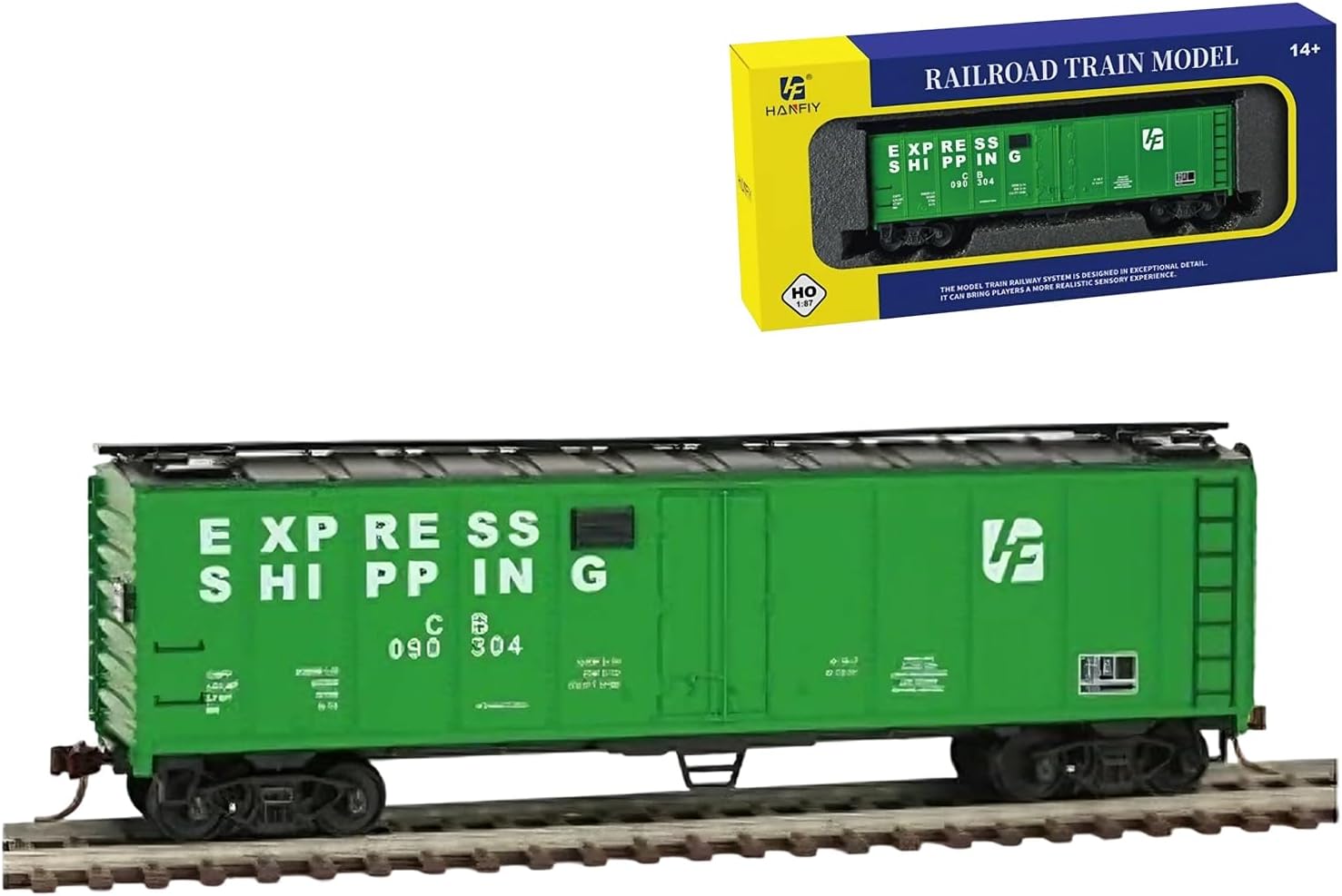 HO Scale Freight Wagon/Goods Van – Metal Wheelsets, Factory Installed Metal Hook Couplers, Classic Closed Body Cargo Car – Rolling Stock Only