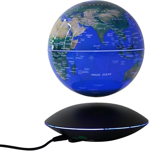 Miniatura 6 de Globo flotante de levitación magnética, globos geográficos mundiales de 6 pulgadas, antigravedad, 360 grados giratorios, mapa mundial con luz LED