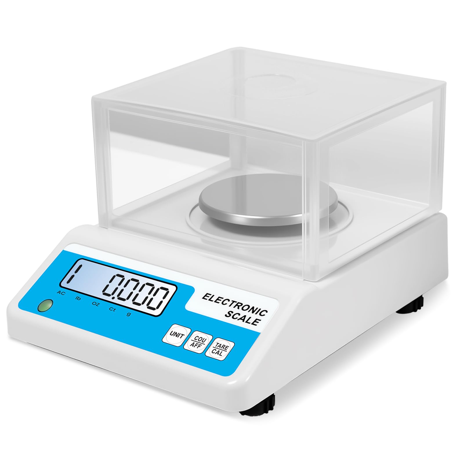 Laboranalytische Waage, 500 g x 0,001 g, 001 g, hochpräzise Digitalwaage mit Windschutzscheibe, Schmuckwaage für Goldpulver, Labor, Küche, Schule, 5 Einheiten LCD-Display