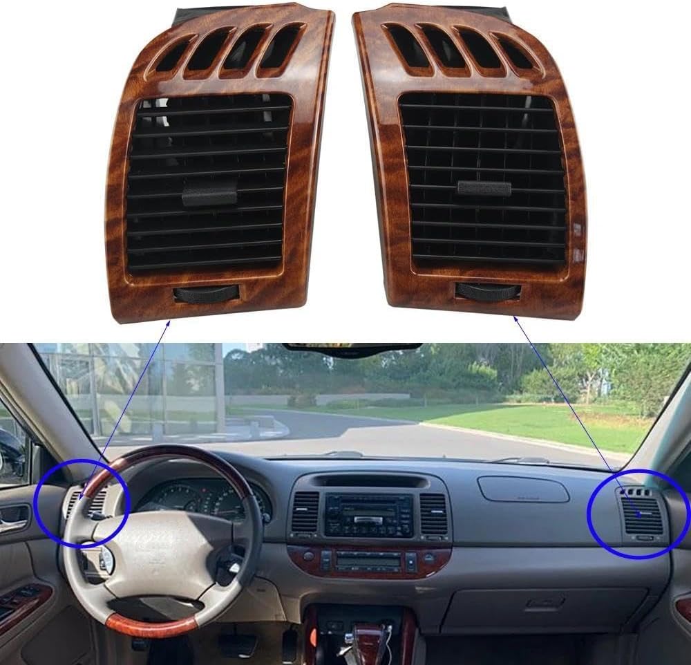 For Toyota Camry 2001-2006 Car Front Dash Air Conditioner Outlet Grille AC Air Vent Assembly(Woodgrain)