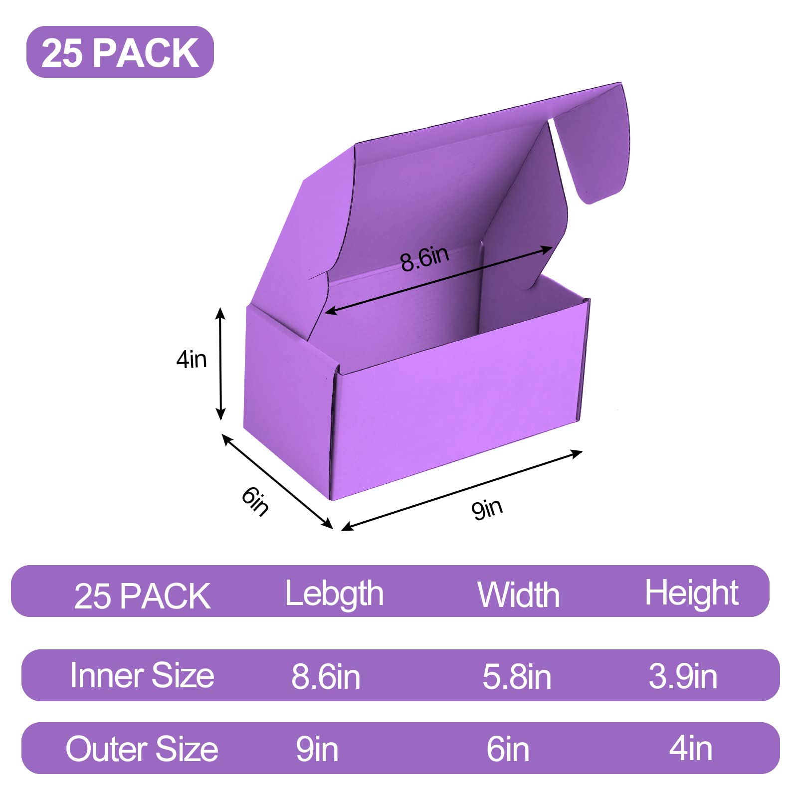 25 confezioni piccole scatole di spedizione viola corrugated Cardboard Box 9 x 6 x 4 pollici, scatola ondulata per imballaggi piccoli affari, Mailing Packing Literature Mailer,Spedizione Gift