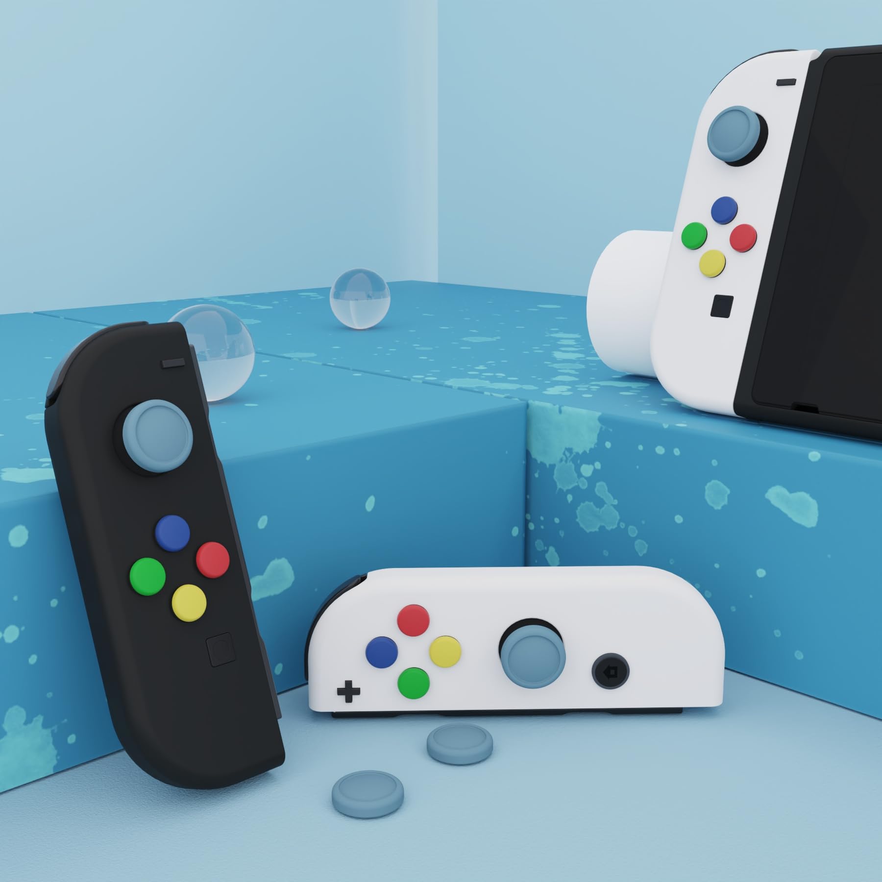 eXtremeRate Joystick Kappen für Nintendo Switch/Lite,Ersatz Silikon Analog Controller Joystick Kappenabdeckung Cover Joycon Daumen Griffe Kappe für Switch/Lite(Blau) - 5