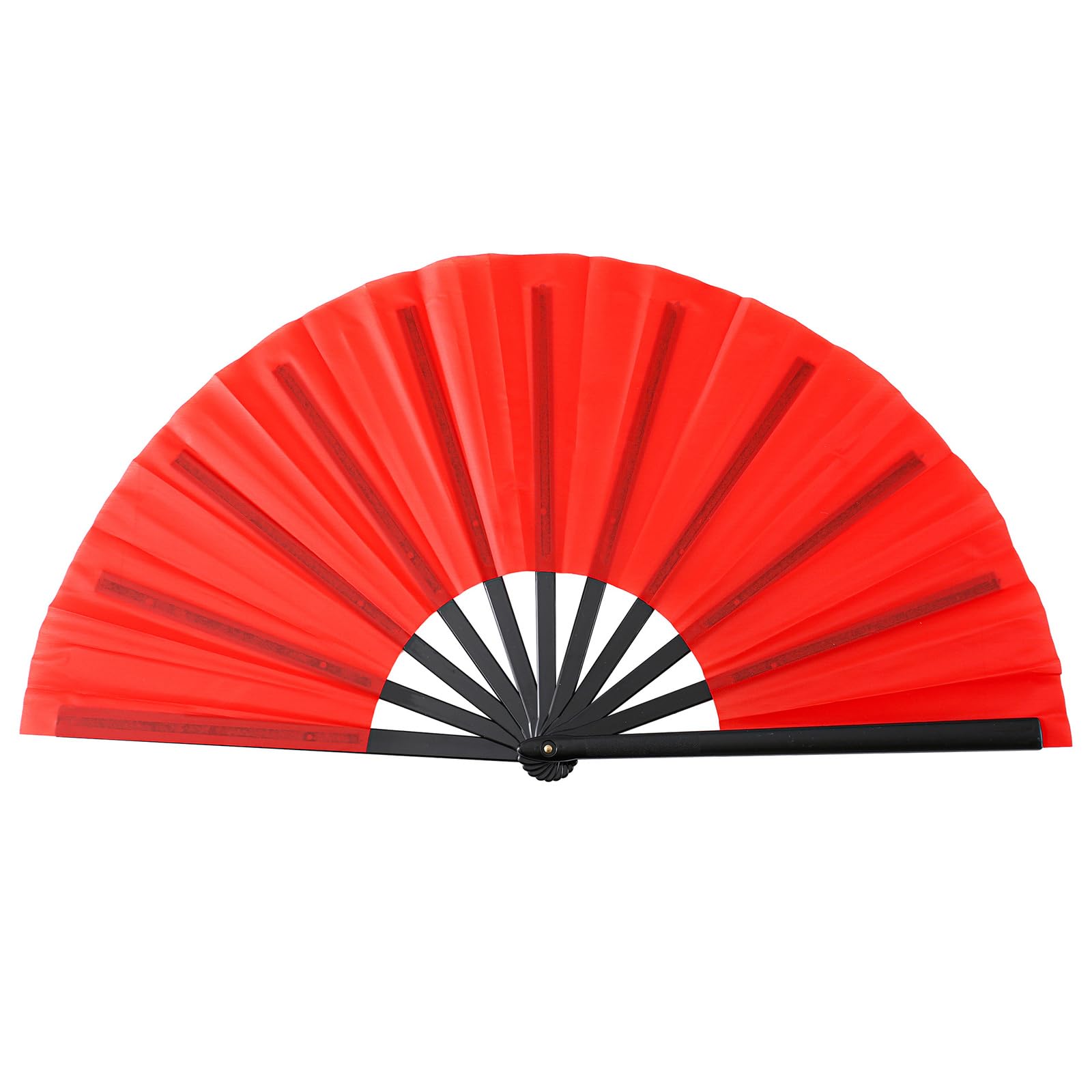 Tfaoys Red 10Inch Kungfu Folding Handheld Fan With Black Bone Color Hand Fan For Cultural Displays And Celebration Supplies Kungfu