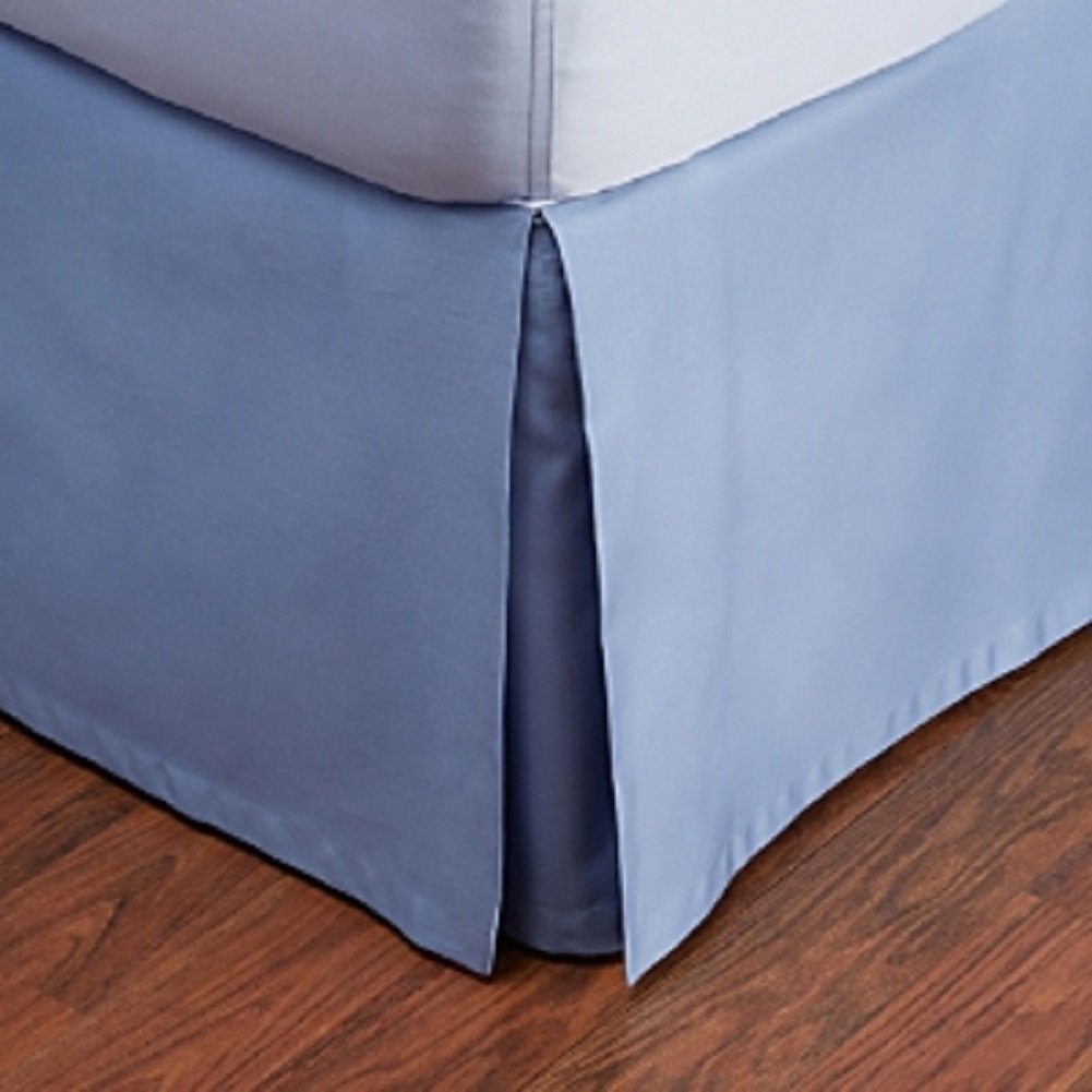 12" Drop Length Hotel Quality 600TC 1PC Pleated Bed Skirt 100% Egyptian Cotton 600 Thread Count (King, Light Blue Solid)