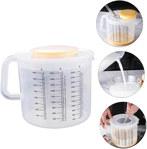 Miniatura 6 de UPKOCH Tazón de mezcla con tapa, tazas de café de plástico con tapas, jarra de agua de plástico, dispensador de mezcla para panqueques, taza para