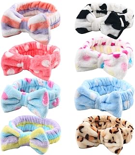 Makeup Headbands, 8PCS Headband for Washing Face Spa Headband Fluffy Headband Bow Hair Band Headbands for Women, Makeup Ac...