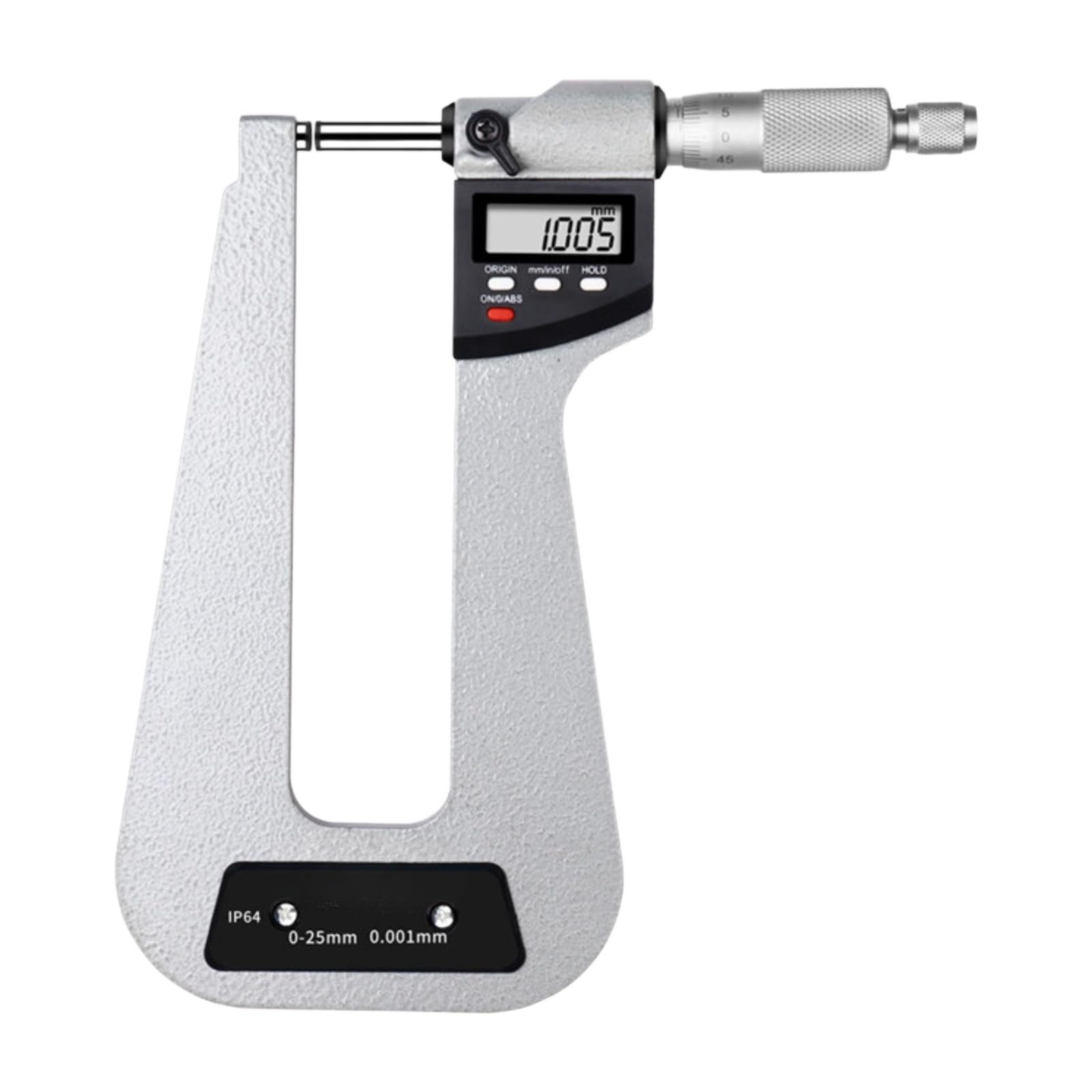Digitales Bügelmessschraube mit tiefem Bügel, 0-25 mm, Auflösung 0.001(0-25x100mm)