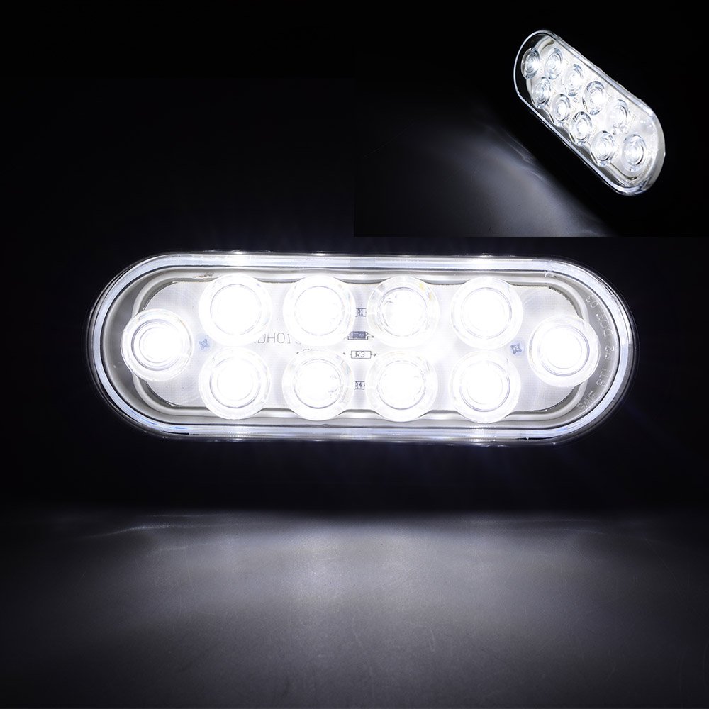 清らかな！！ Amazon | 明るいホワイト 6000K 楕円形 10 LED クリアレンズ