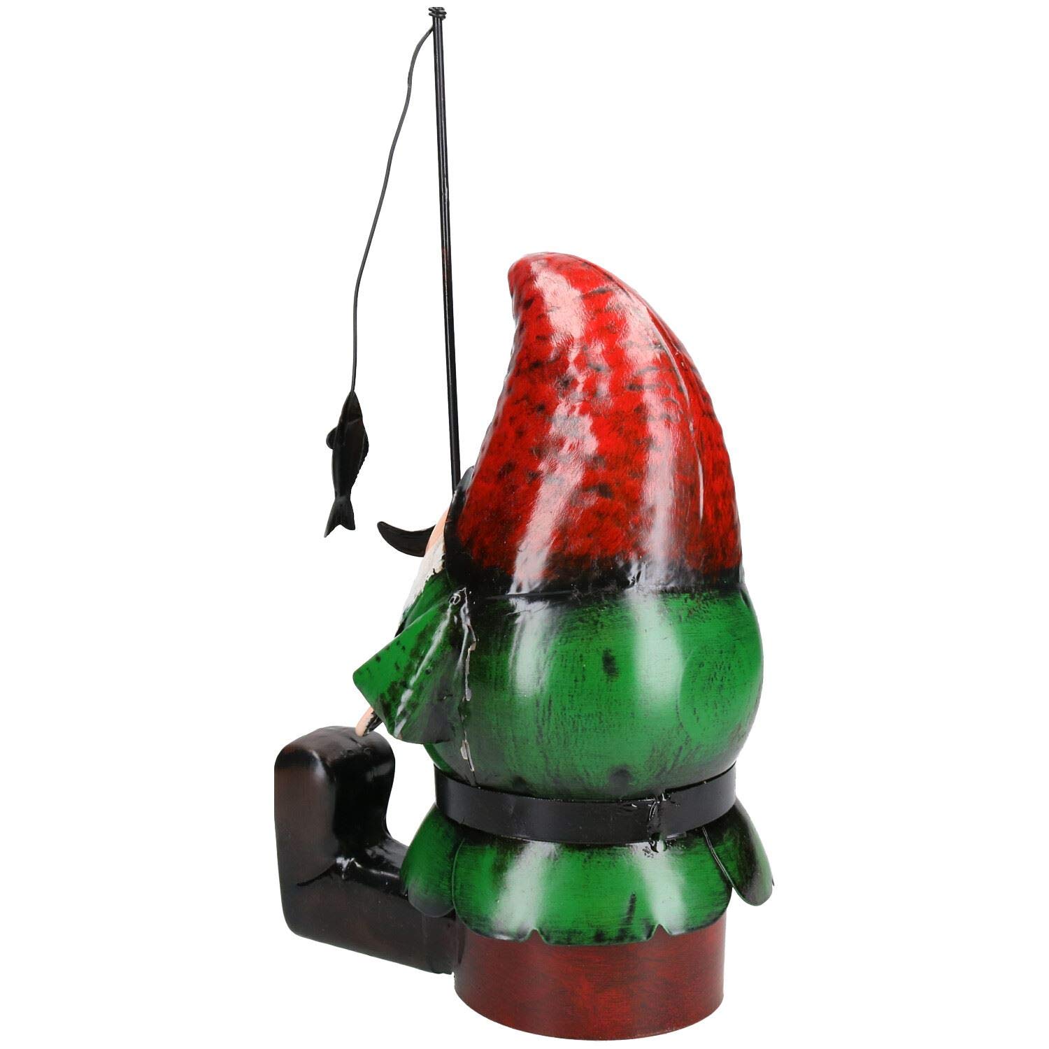 AB Tools Ręcznie malowany metalowy ogród karłat wędkarski prezent ozdoba 20 x 18 x 39,5 cm