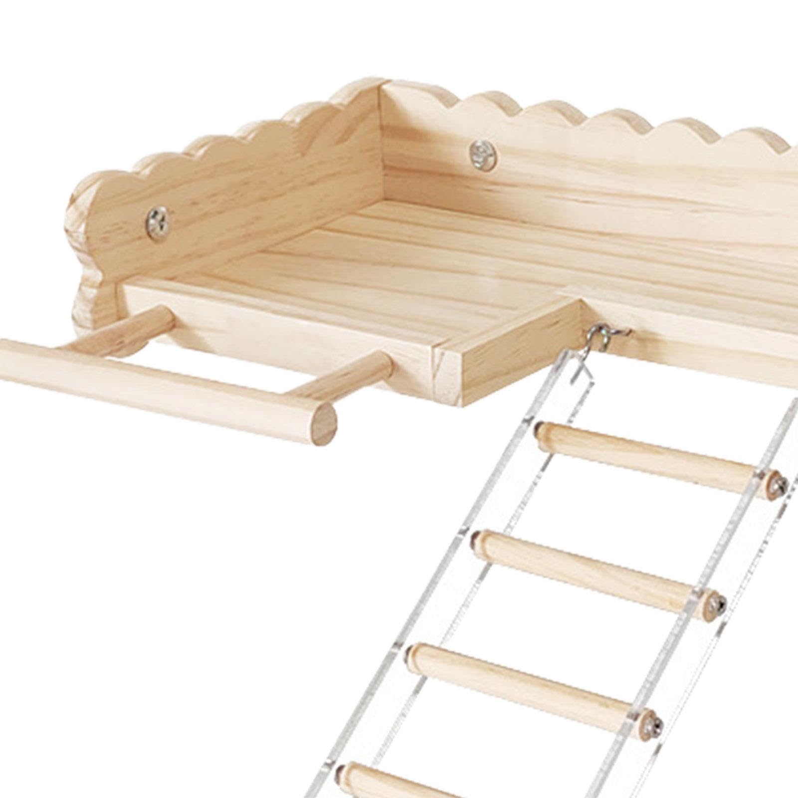 Baoblaze Vogelsitzplattform mit Leiter, Vogelkletterleiter aus Holz, Vogelkäfigständer, Spielzeug, Papageienständer für Wellensittiche, Sittiche,