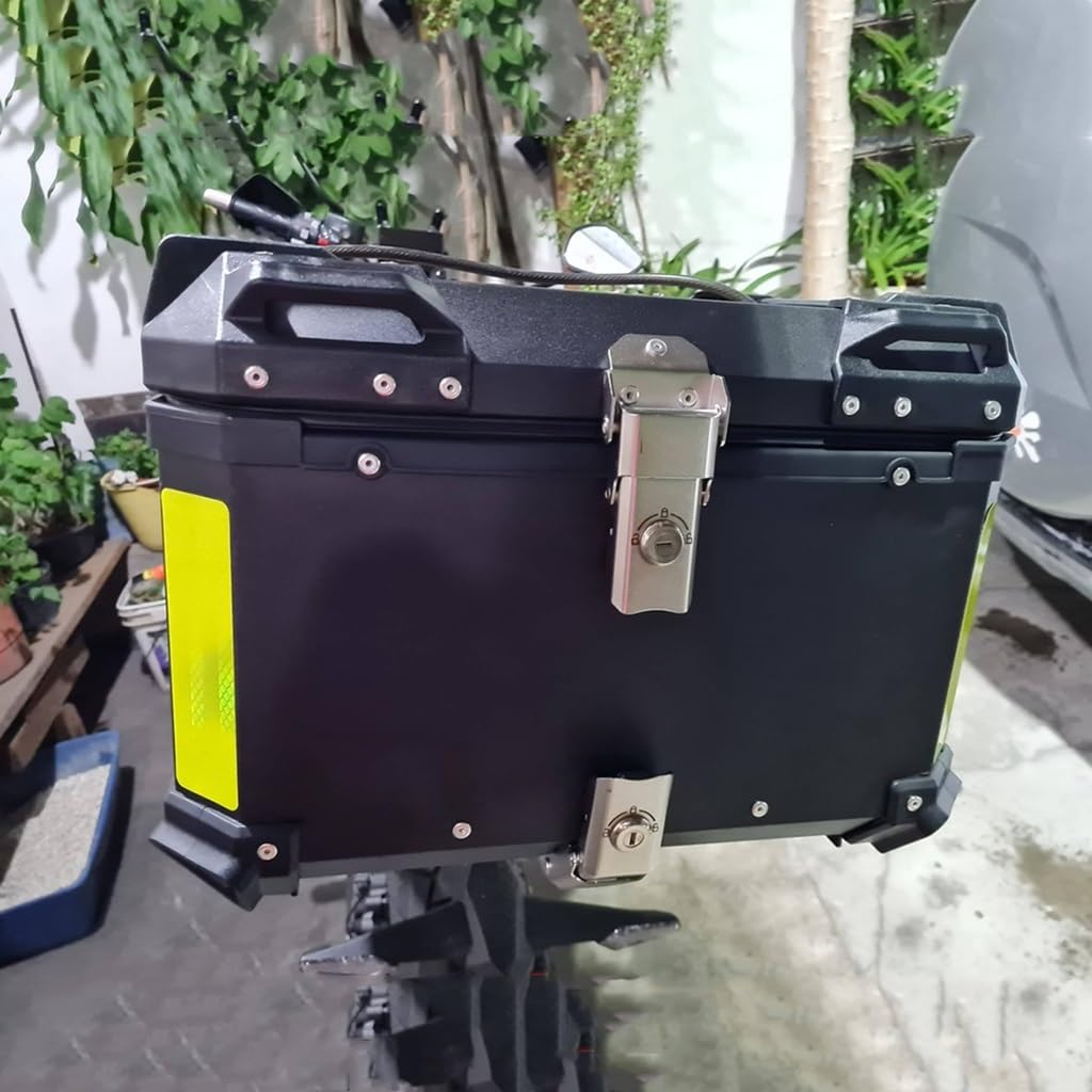 Top Case Moto avec Verrouillage De Sécurité Coffre De Moto Étanche Topcase Valise pour Moto en Aluminium, pour Scooter, Moto, Mobylette, Quad(Noir,100L)