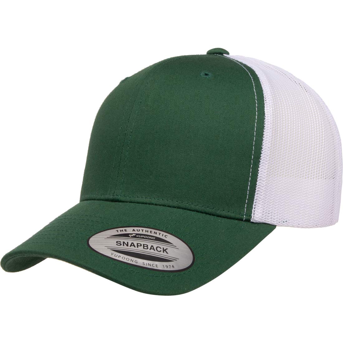 Yupoong Single Trucker Hat, Evergreen/White, One Size