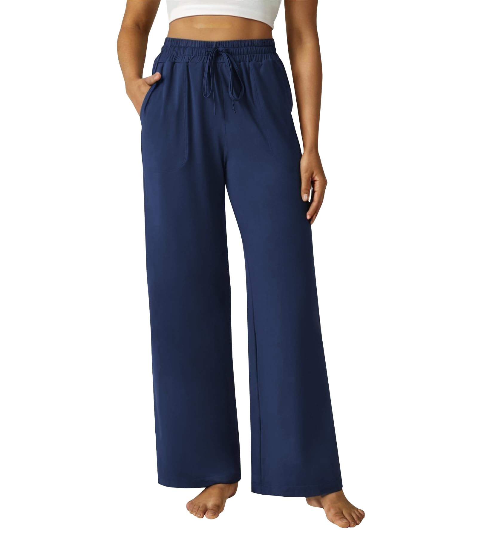 Wide Leg Pants Women Modal Lounge Pajamas Sweatpants Drawstring High Waisted Pants with Pockets