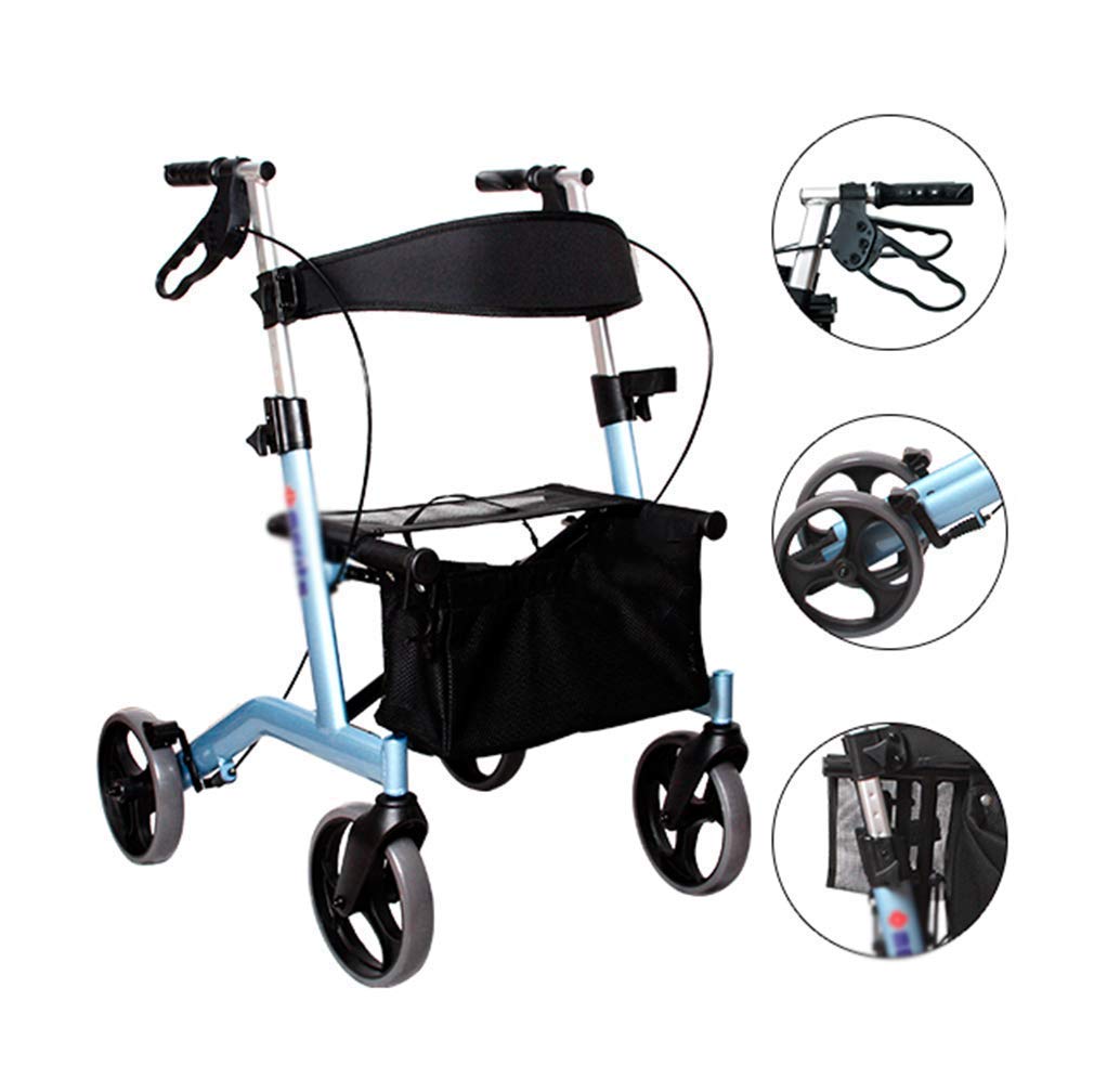 Cesta para Caminante para Personas Mayores, Andador con Sistema de Freno Doble, ayudas para Caminar con 4 Ruedas, Cesta Plegable para Caminante para Personas Mayores con Altura aju