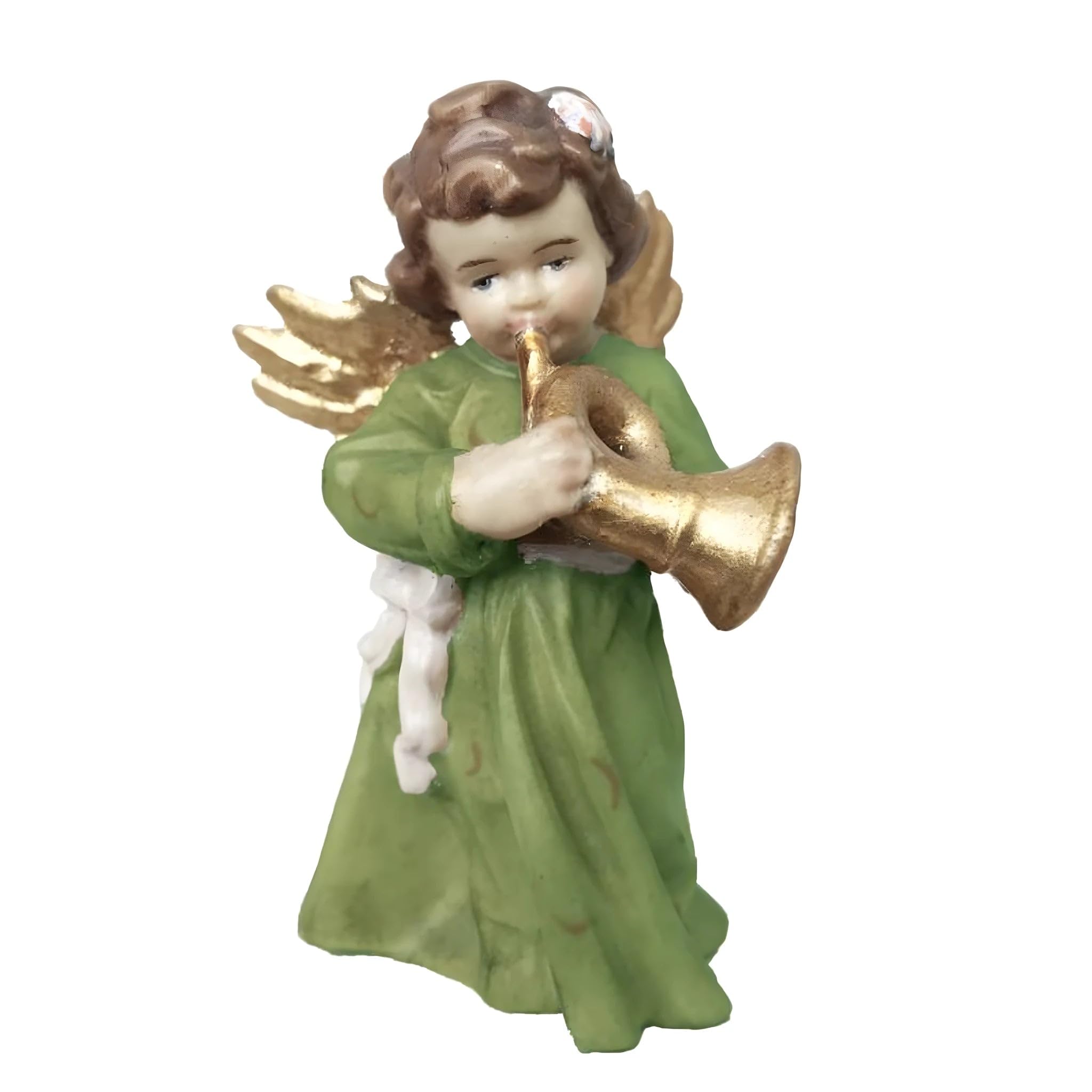 Angel with Trumpet carved in wood - color – Dolfi