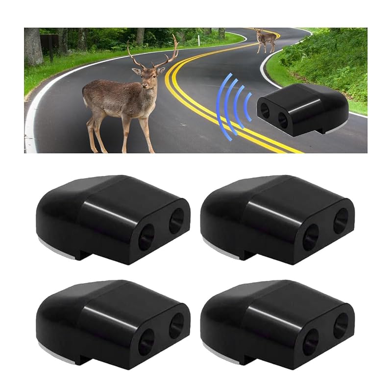 Kit de Apitos para Veículos JOYCOURT para Alerta de Animais em Plástico ABS Preto, 4 unidades