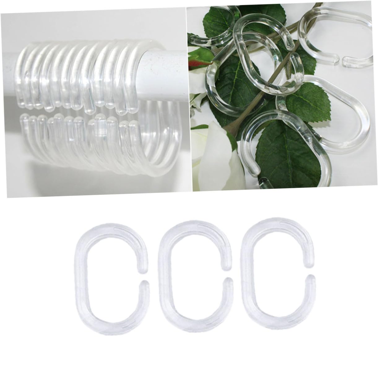 Crochets de Douche for Rideaux, 24 pièces, Cintre de Rideau de Douche, Anneaux de Rideau de Douche, Crochet de Rideau de Douche, Clip de drapé de Bain, Boucle de drapé de Bain,Crochets de sa