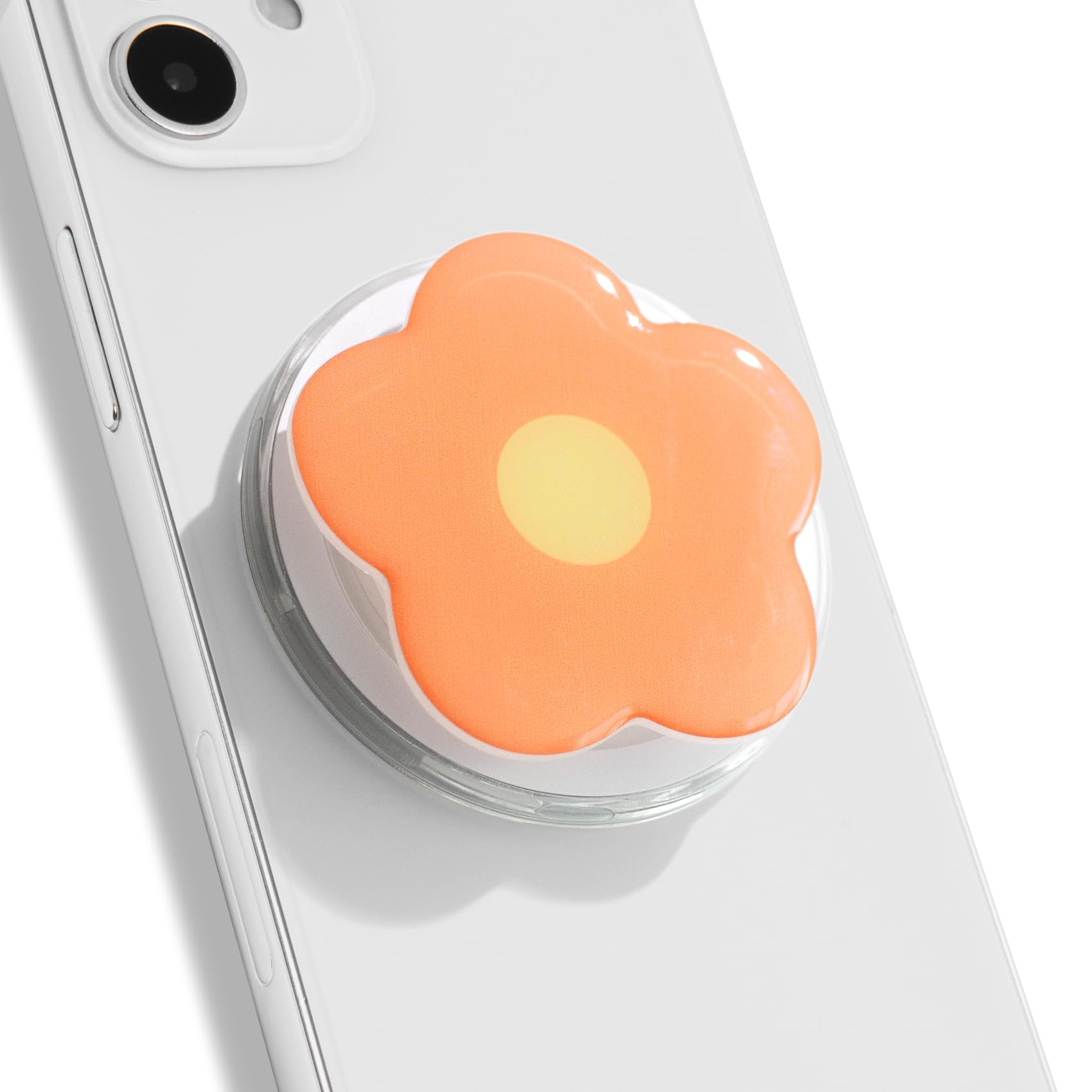 OnTheGrip Compatible with Magsafe Magnetic Cute Solid Color Daisy Flower Design Collapsible Mobile Phone Grip Stand Holder for Smartphone Tablet Cell Phone Accessory (Coral)
