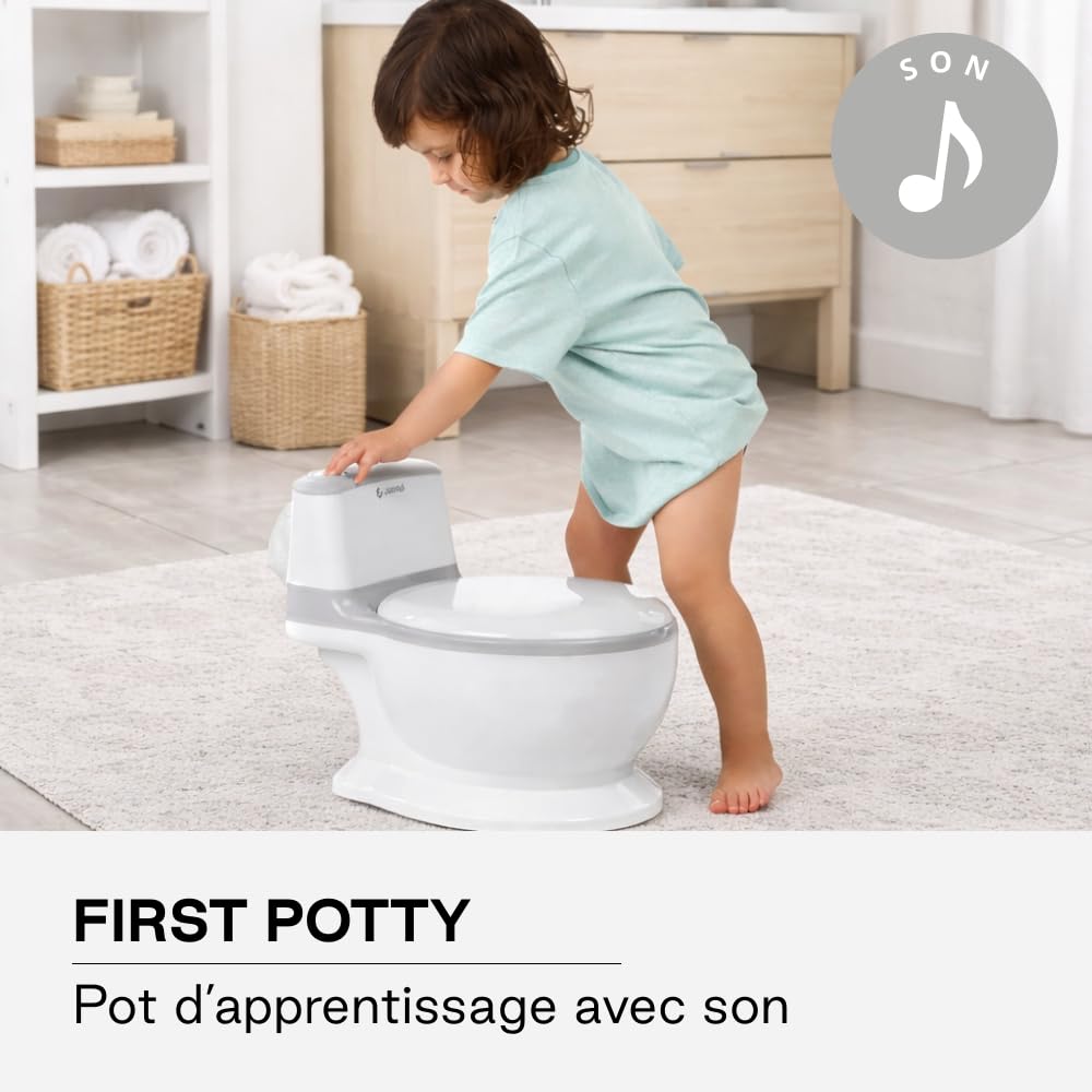 Jané First Potty Pot d’Apprentissage avec Son de Chasse d’Eau, Antidérapant, Bac Amovible Anti-Éclaboussures, Facile à Nettoyer