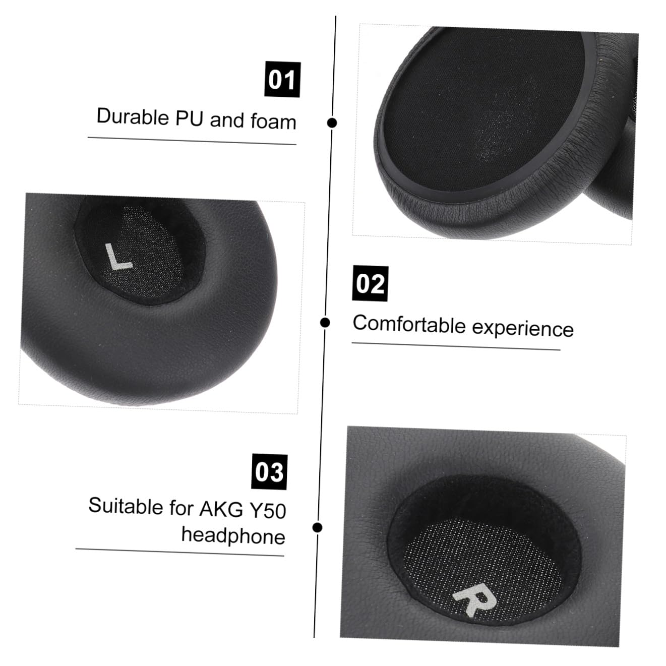 jojofuny 3pièces Coussinets De Remplacement PU pour Casque Confort Optimal Couleur Noire pour Améliorer La Performance Audio
