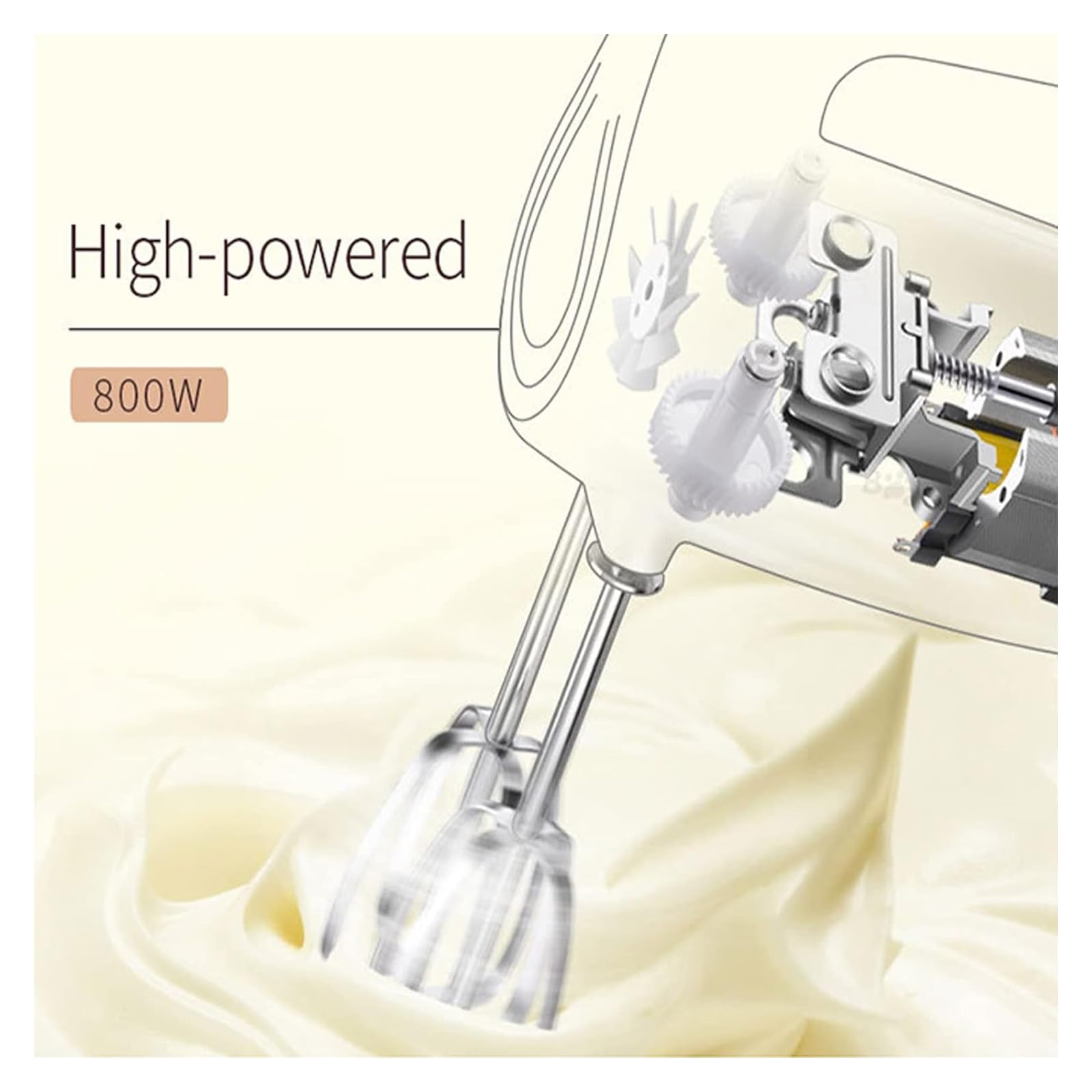 Frusta Elettrica per Impastare, 800 W, Funzione 5 velocità, Completamente Automatica, Include 2 Fruste in Acciaio Inossidabile E Ganci per Impastare, Professionale per La Cottura in Cucina