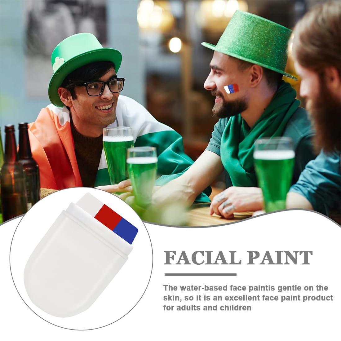 Crayon de Maquillage, 2 Sticks Maquillage, Stick de Maquillage Tricolore, Facile à Appliquer et à Enlever, Idéal pour Supporter l'équipe de France JO 2024