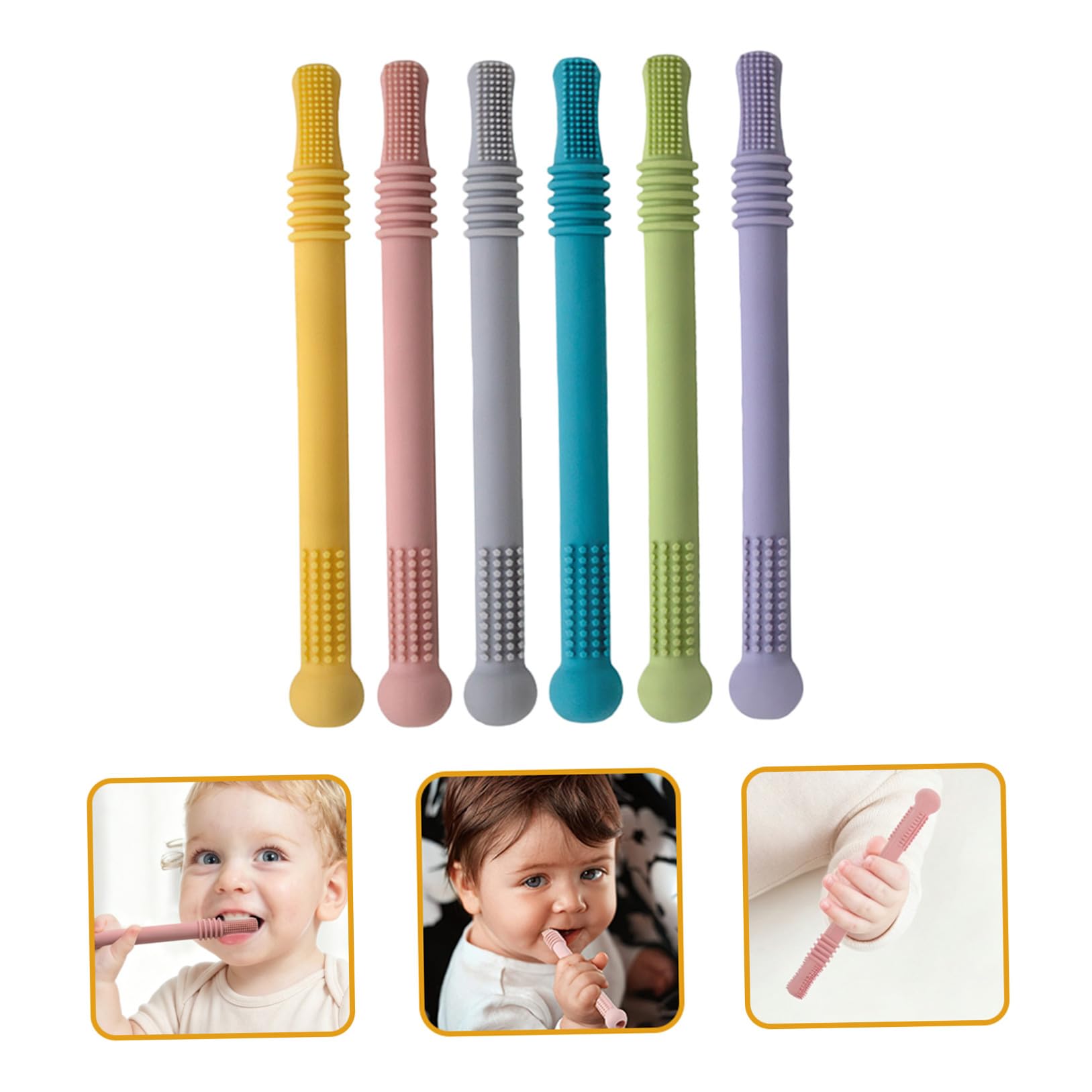 Giocattolo per Dentizione in Silicone 6 Pezzi Strumento per Masticare e Alleviare il Dolore Gengivale per Bambini e Adulti