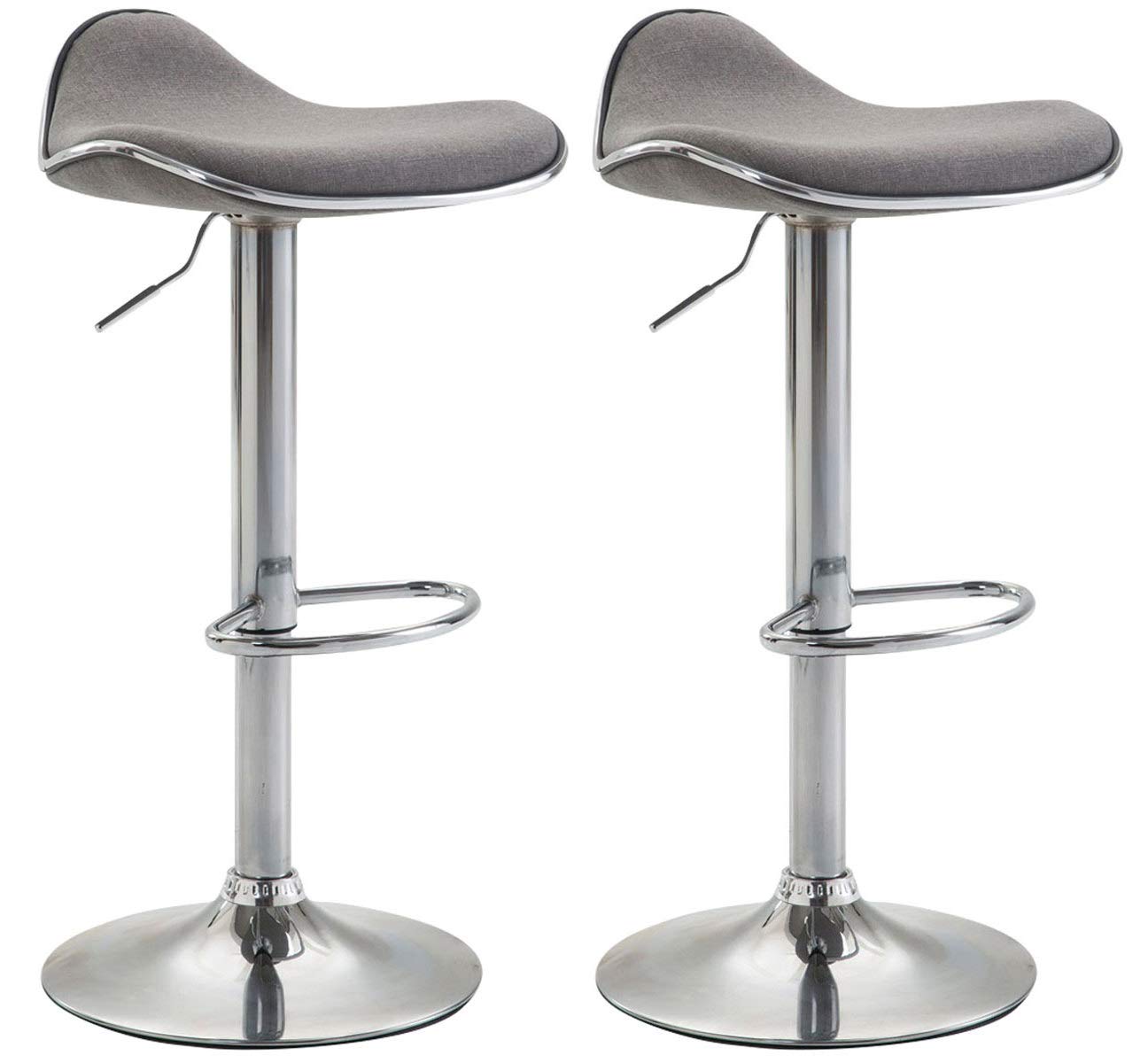 Set Of 2 Shanghai Stools Upholstered In Fabric I 2 Height Adjustable & Swivel High Chairs I 2 Modern Bar Stools I Color:, Color:Light Grey