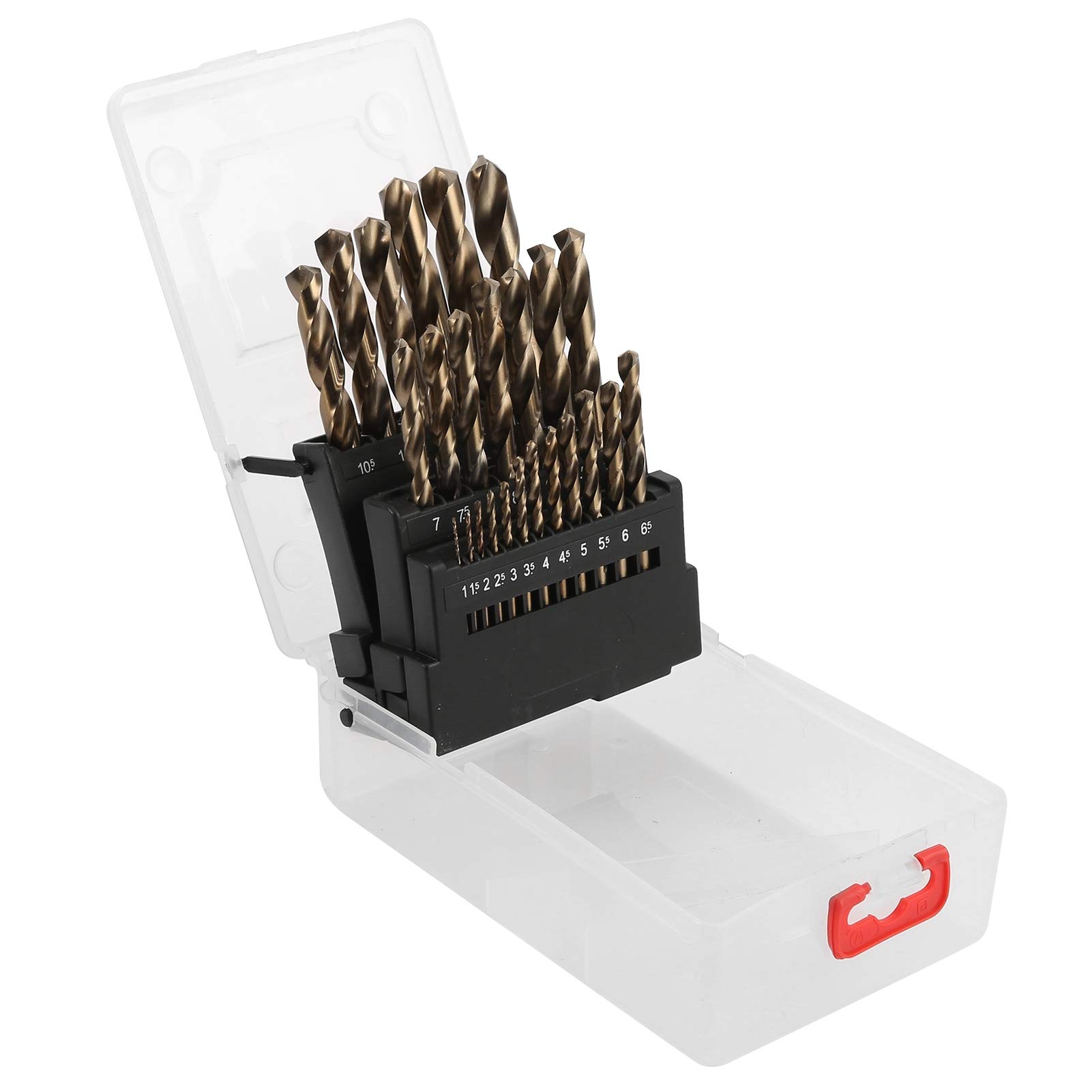 Cocoarm Juego de Brocas Helicoidales M35 Brocas de Vástago Recto de Acero Cobalto 25 Piezas 1 Mm a 13 Mm Punta Afilada de 130 Grados para Acero Inoxidable Metal Madera Uso en Taller de Bricolaje
