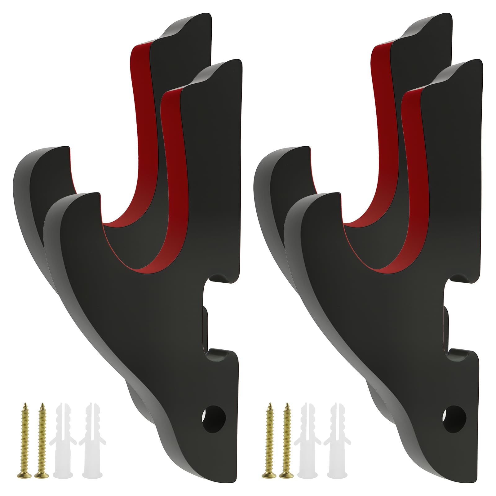 Nzwbshssp Black 2Pair Sword Display Hanger Wall Mounted Padded Katana Holder Adjustable Sword Stand For All Samurai Swords Light Cosplay Blade Demon Slayer Weapon Rack