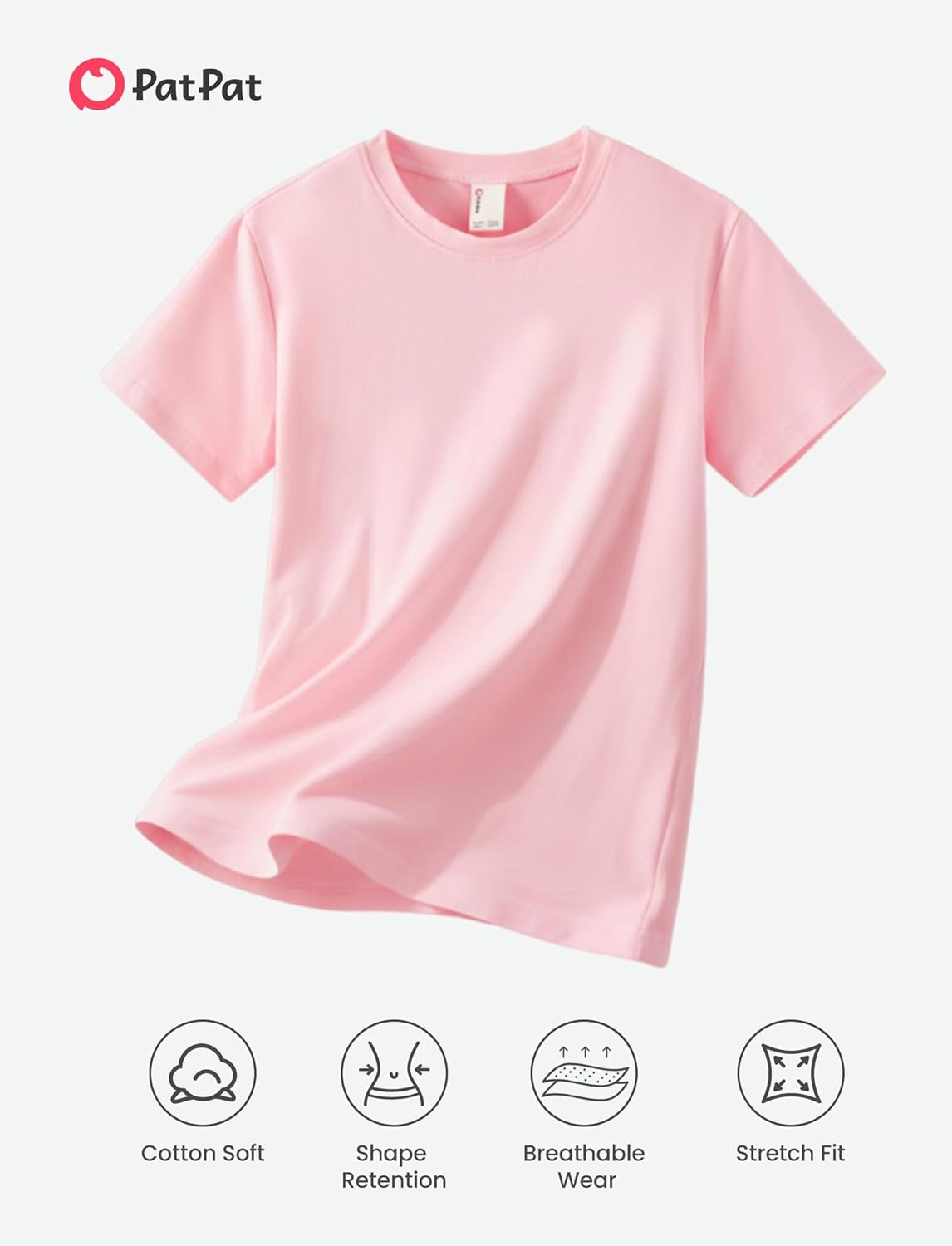 PATPAT Girls Basic Plain T Shirts 5-16 Years Kids Cotton Summer Tops Crewneck Short Sleeve Tees - Image 4