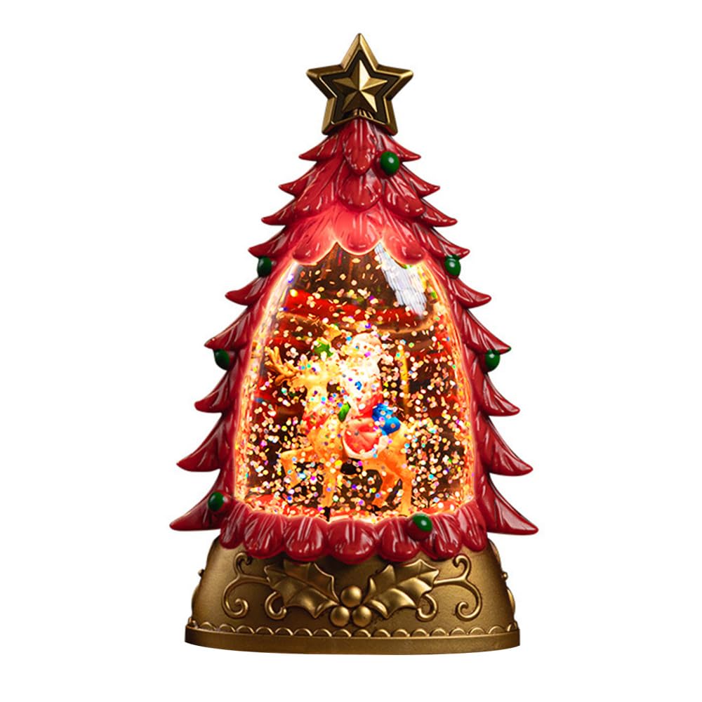 Mioyoow Red Santa Claus Christmas Snow Globe Lantern, Lighted Water Glittering Lantern, Christmas Festival Decoration For Indoors Home