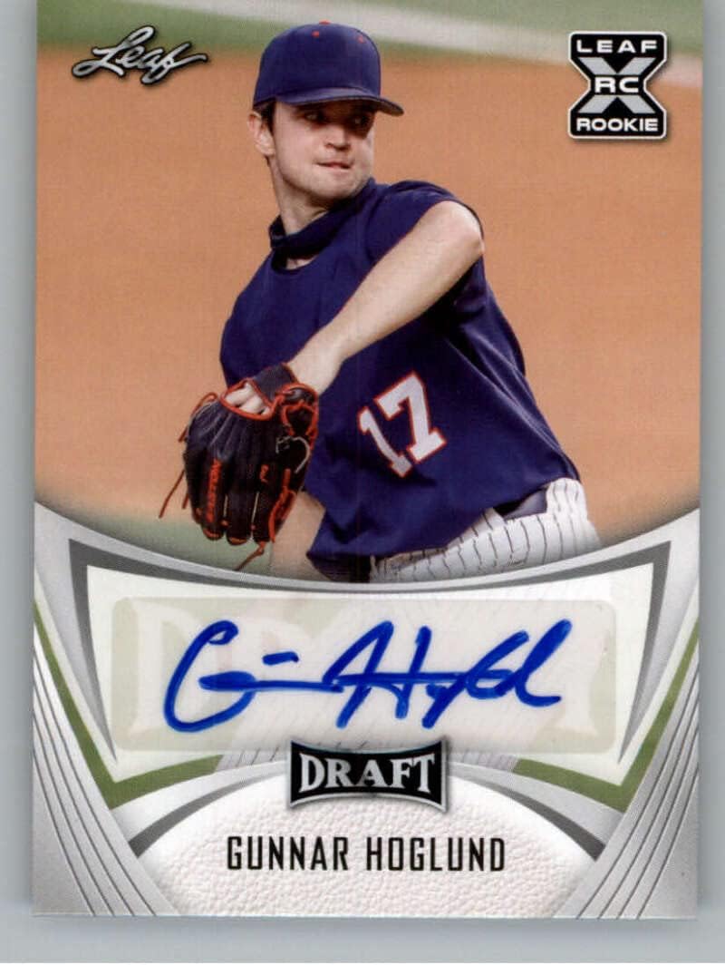 2021 Leaf Draft Autographs #BA-GH1 Gunnar Hoglund RC Rookie Card Auto Autograph XRC Draft/Prospect Baseball Card in Raw (NM or Better) Condition