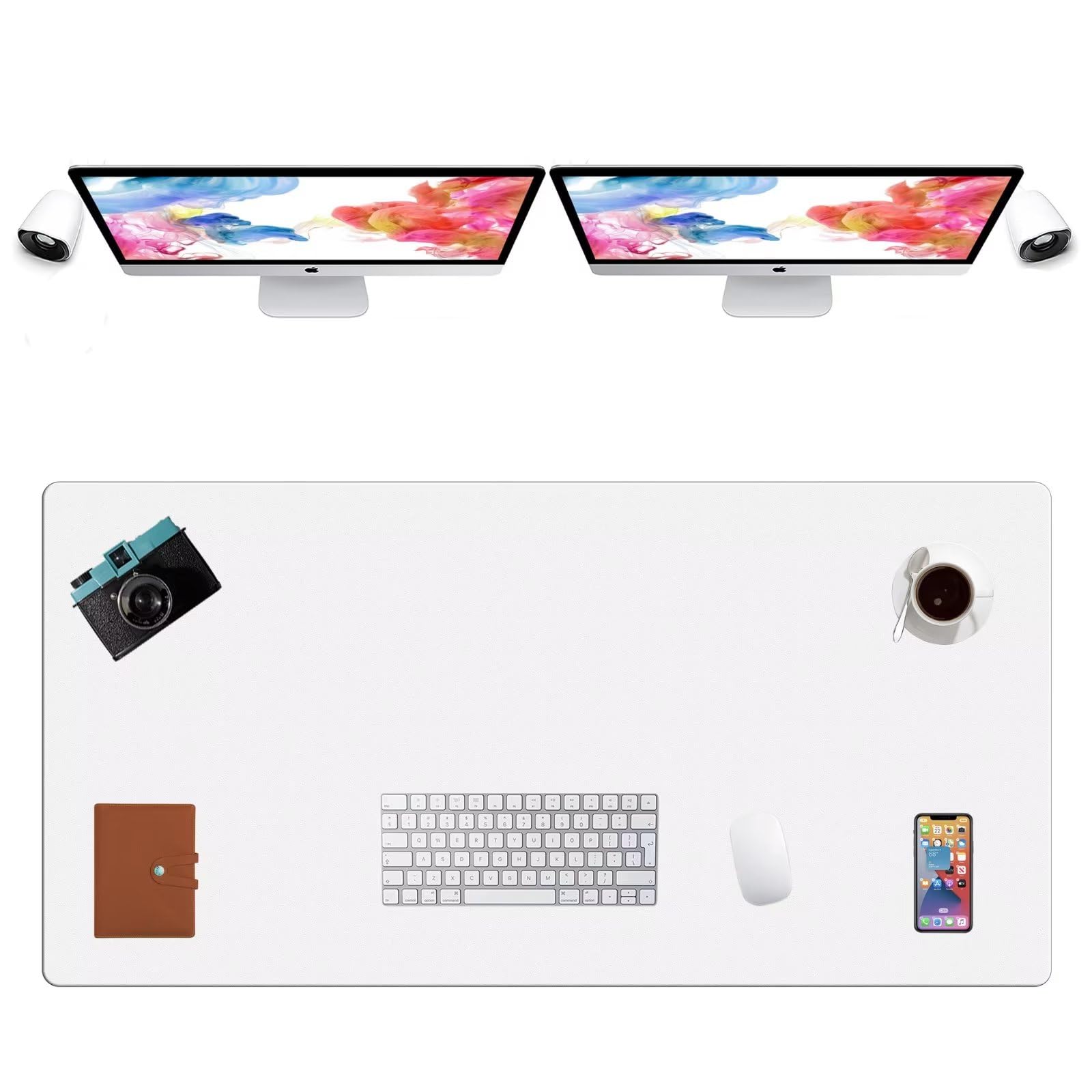LL-COEUR Extra Large PU Leather Desk Mat Large Mouse Pad XXL Waterproof Table Mat Office Laptop Writing Pad (47.2 x 23.6 inch, White) — image 1