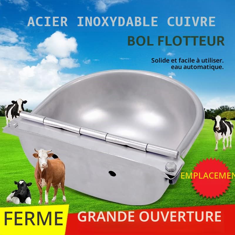 Abreuvoir automatique avec valve flottante en cuivre,Grande capacité,En acier inoxydable,Abreuvoir pour bovins,Abreuvoir automatique pour chien,Gamelle automatique pour cheval